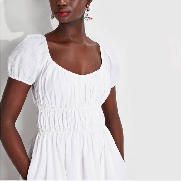 Kate Spade white 100% cotton midi dress small s sundress - Picture 1 of 10